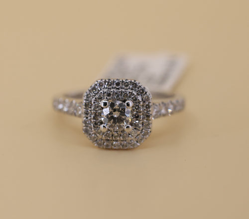 14k White Gold 0.75CT Round Cut Diamond Engagement Ring, Size 6.5, 3.1g, S108860