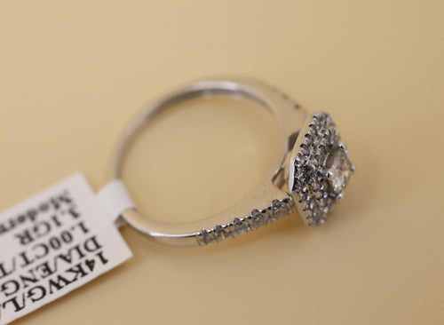 14k White Gold 0.75CT Round Cut Diamond Engagement Ring, Size 6.5, 3.1g, S108860