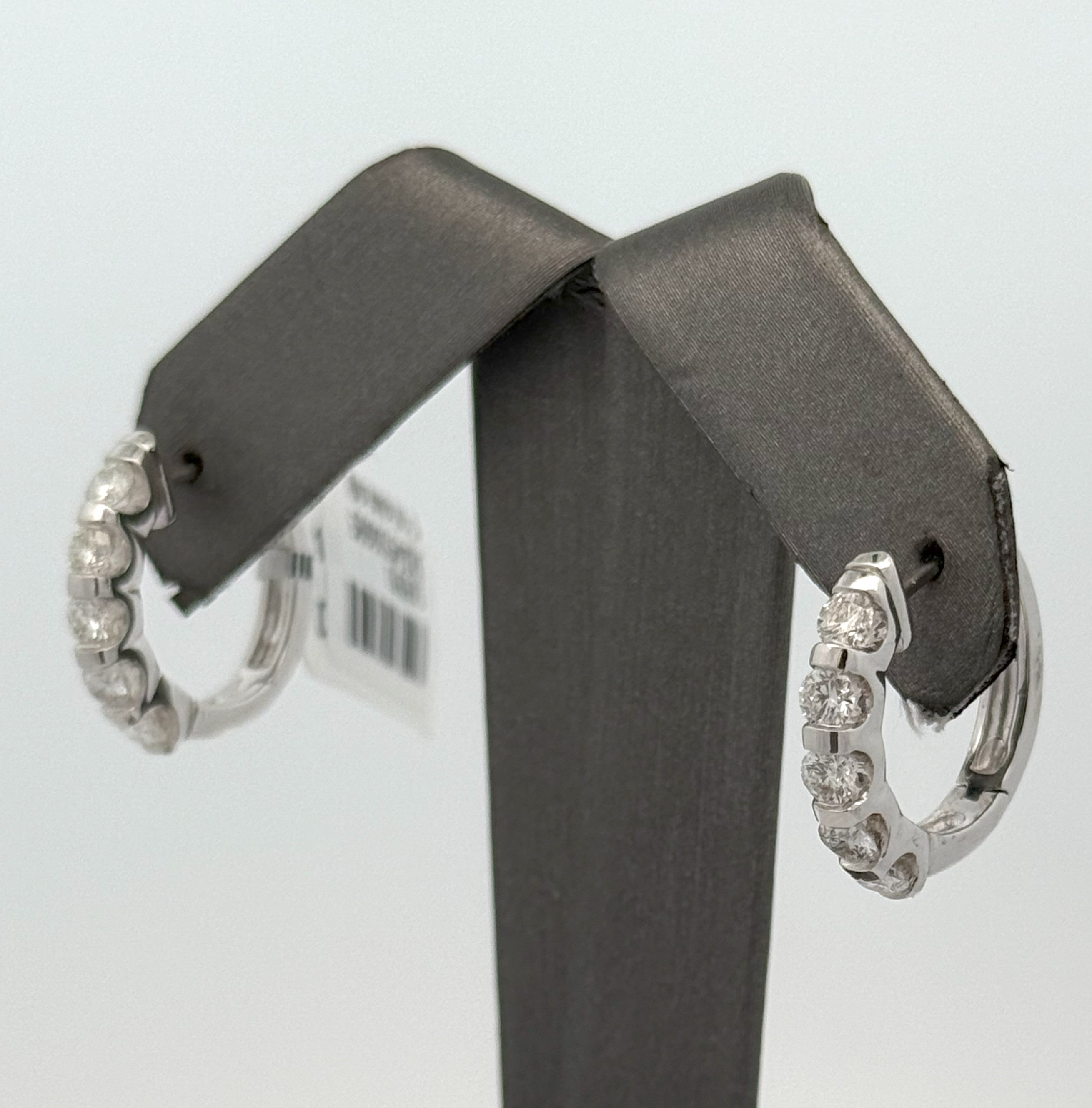 LADIES HOOP EARRINGS 1.25CT ROUND DIAMOND 14K WHITE GOLD LADIES HOOP EARRINGS 1.25CT ROUND DIAMOND 14K WHITE GOLD