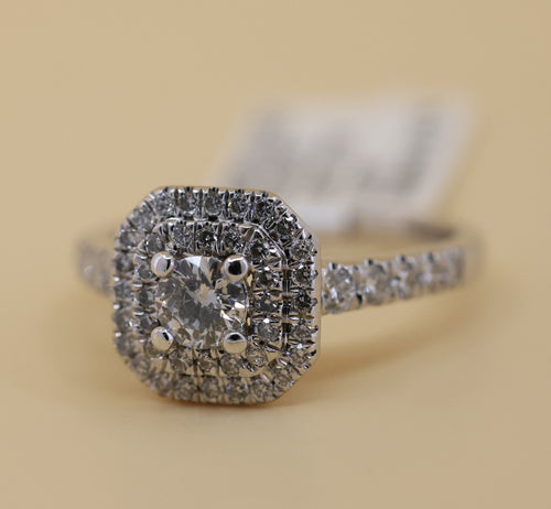 14k White Gold 0.75CT Round Cut Diamond Engagement Ring, Size 6.5, 3.1g, S108860