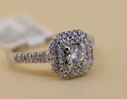 14k White Gold 0.75CT Round Cut Diamond Engagement Ring, Size 6.5, 3.1g, S108860