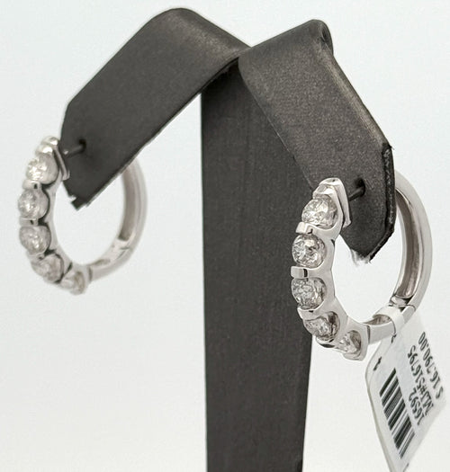 14k White Gold 2.45 CT Diamond Inside Out Hoop Earrings, 7.9gm, S16592