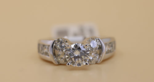 The Leo 14k White Gold 0.69 CT Round Cut Diamonds Engagement Ring, Size 4.25, 6.2g, S108890