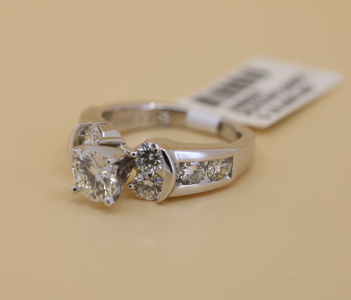 The Leo 14k White Gold 0.69 CT Round Cut Diamonds Engagement Ring, Size 4.25, 6.2g, S108890