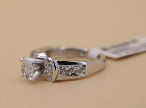 The Leo 14k White Gold 0.69 CT Round Cut Diamonds Engagement Ring, Size 4.25, 6.2g, S108890