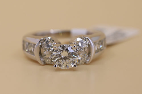 The Leo 14k White Gold 0.69 CT Round Cut Diamonds Engagement Ring, Size 4.25, 6.2g, S108890