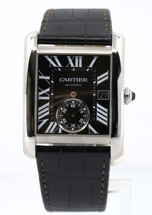 CARTIER TANK MC W5330004 34.5mm SS Black Dial Automatic Watch, S104061 (Pre-owned)