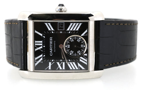 CARTIER TANK MC W5330004 34.5mm SS Black Dial Automatic Watch, S104061 (Pre-owned)