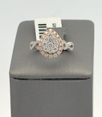 14k White & Rose Gold 0.75Ct Diamond Cluster Pear Shaped Ring 4.0gm,Size 4,5. S108424