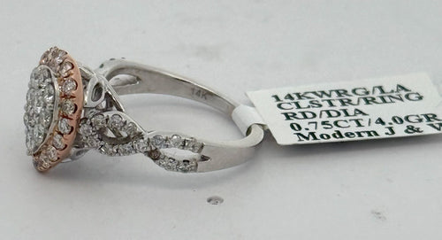 14k White & Rose Gold 0.75Ct Diamond Cluster Pear Shaped Ring 4.0gm,Size 4,5. S108424