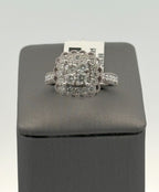 14k White Gold 1.00 CT Diamond Cluster Ring, 4.9g, Size 7, S108423