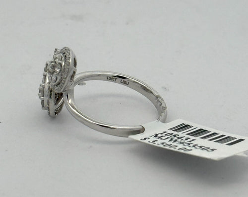 10k White Gold 0.50 CT Diamond Cluster Ring, 3.0g, Size 6, S08431