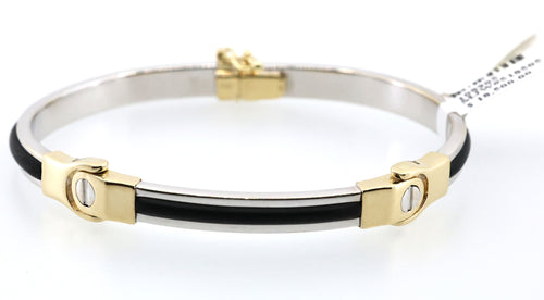 14k White & Yellow Gold Bangle Bracelet 18.5g, S108905