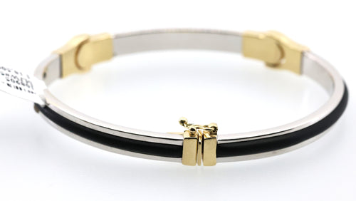 14k White & Yellow Gold Bangle Bracelet 18.5g, S108905