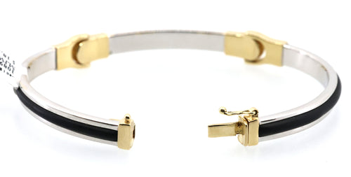 14k White & Yellow Gold Bangle Bracelet 18.5g, S108905