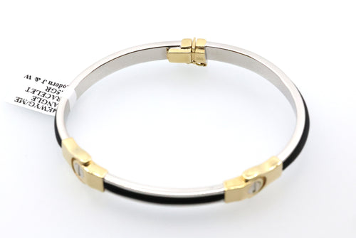 14k White & Yellow Gold Bangle Bracelet 18.5g, S108905
