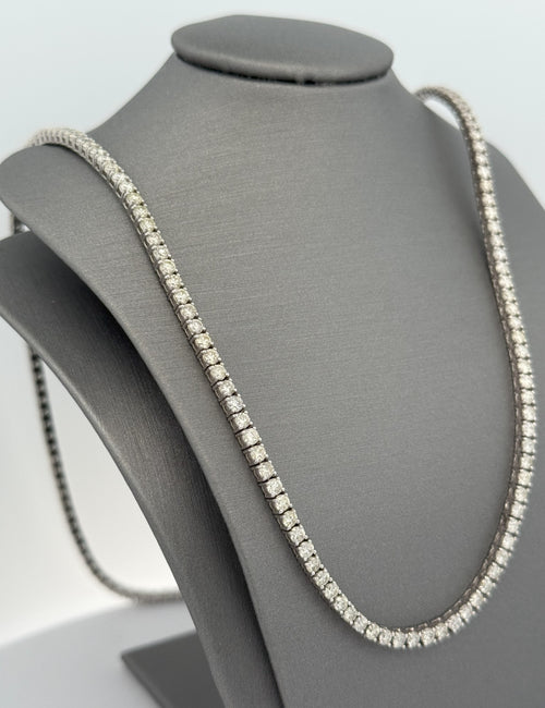 14k White Gold 10.50 CT Diamond Tennis Necklace, 20", 20g, S108472