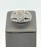 14k White Gold 4.00 CT Diamond Cluster Ladies Ring, 13.7 gm, Size 9, S108477