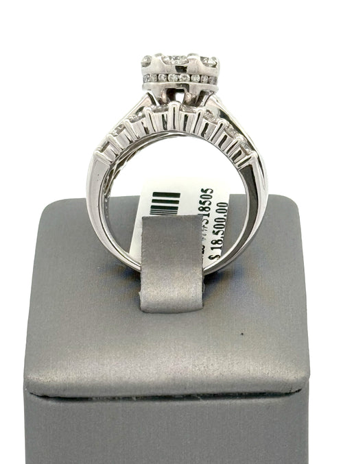 14k White Gold 4.00 CT Diamond Cluster Ladies Ring, 13.7 gm, Size 9, S108477