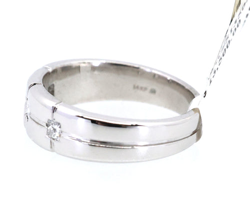14k White Gold Men's Diamond Wedding Band 9.0g, S108912