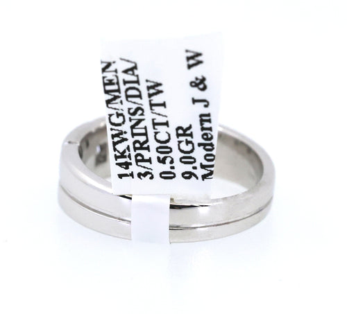 14k White Gold Men's Diamond Wedding Band 9.0g, S108912