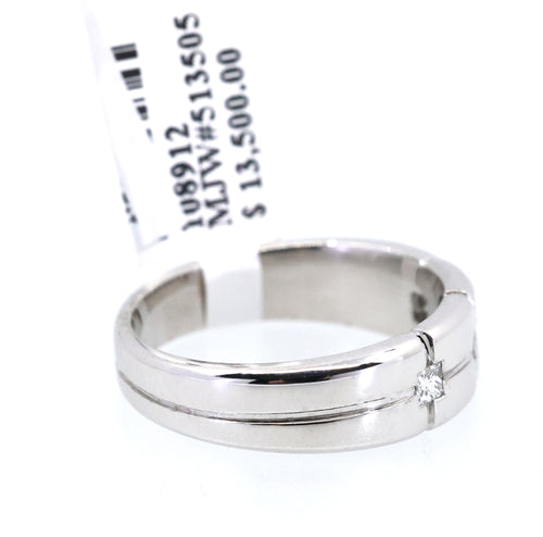 14k White Gold Men's Diamond Wedding Band 9.0g, S108912