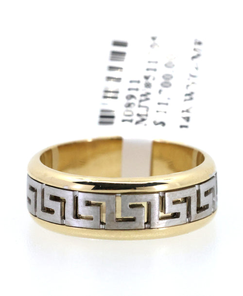 14k White & Yellow Gold Men's Fancy Band 9.3g, S108911