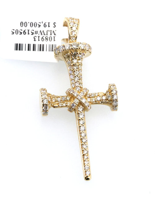 14k Yellow Gold 1.25CT Diamond Cross Pendant, 15.1gm, S108913