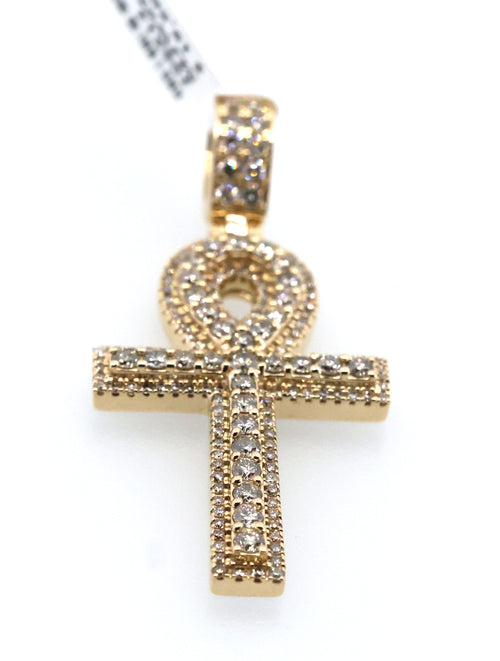 14k Yellow Gold 1.25CT Diamond Cross Pendant, 10.2gm, S108914