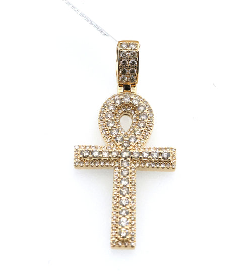 14k Yellow Gold 1.25CT Diamond Cross Pendant, 10.2gm, S108914