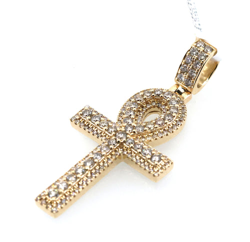14k Yellow Gold 1.25CT Diamond Cross Pendant, 10.2gm, S108914