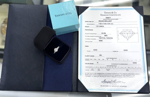 Tiffany & Co Platinum 1.51ct Round Diamond Engagement Ring H/VS1, S108479 (Pre-owned)