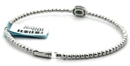 14k White Gold 1.00 CT Diamond & Emerald Bangle Bracelet, 6.1gm, S16614