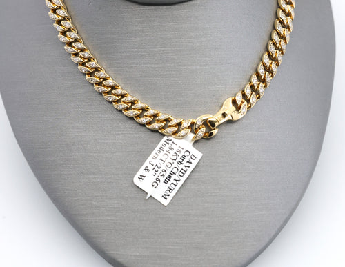 David Yurman Curb Chain Necklace 18K Yellow Gold with Diamonds, S108926 (Pre-owned)