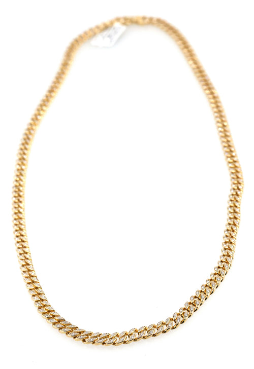 David Yurman Curb Chain Necklace 18K Yellow Gold with Diamonds, S108926 (Pre-owned)