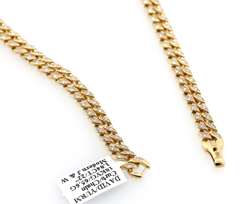 David Yurman Curb Chain Necklace 18K Yellow Gold with Diamonds, S108926 (Pre-owned)