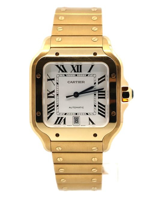 Cartier Santos de Cartier watch Large White Dial 18k Yellow Gold WGSA0029, S16882
