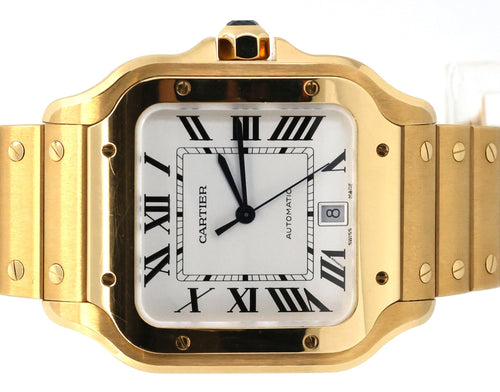 Cartier Santos de Cartier watch Large White Dial 18k Yellow Gold WGSA0029, S16882