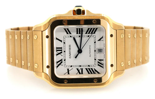 Cartier Santos de Cartier watch Large White Dial 18k Yellow Gold WGSA0029, S16882