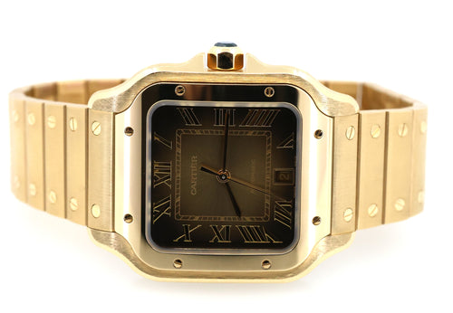 Santos de Cartier Watch Large Sunray Dial 18k Yellow Gold WGSA0095 NEW, B/P 2025