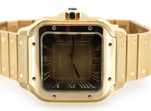 Santos de Cartier Watch Large Sunray Dial 18k Yellow Gold WGSA0095 NEW, B/P 2025