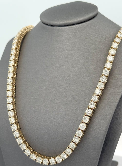 14k Yellow Gold 26.25 Ct Diamond Tennis Necklace, 33.6g, 22", S108498