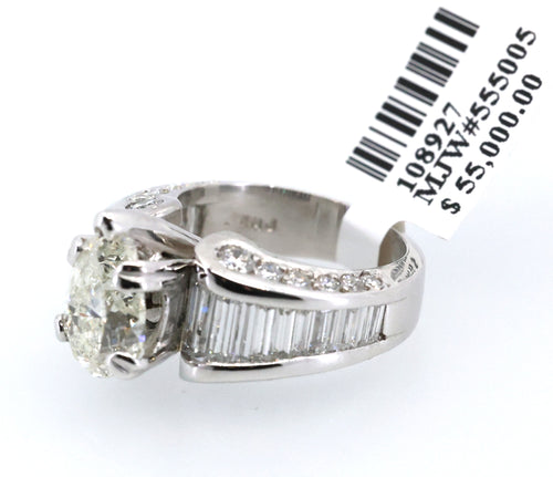 Platinum 3.01 CT Pear Diamond Engagement Ring, 17.1g Size 5.75, S108927