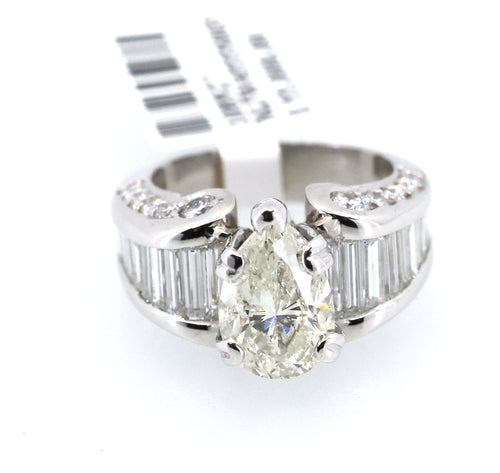 Platinum 3.01 CT Pear Diamond Engagement Ring, 17.1g Size 5.75, S108927