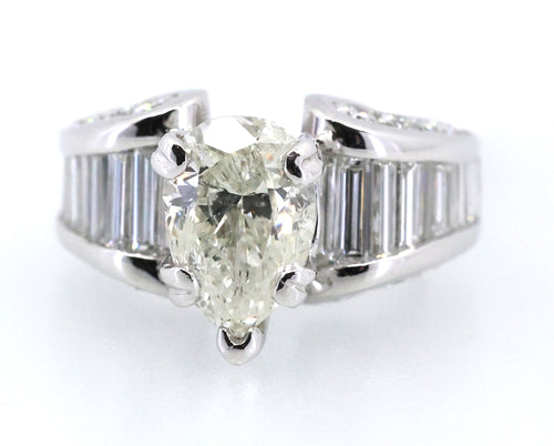 Platinum 3.01 CT Pear Diamond Engagement Ring, 17.1g Size 5.75, S108927
