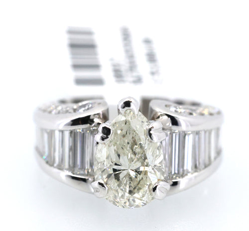 Platinum 3.01 CT Pear Diamond Engagement Ring, 17.1g Size 5.75, S108927