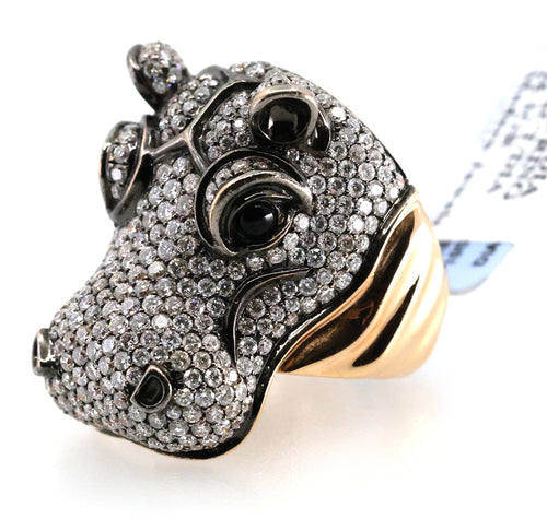 18k Rose Gold 4.56CT Diamond Hippo Ring, 26.3g, Size 7.5, S16888
