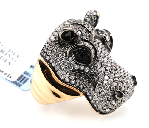 18k Rose Gold 4.56CT Diamond Hippo Ring, 26.3g, Size 7.5, S16888