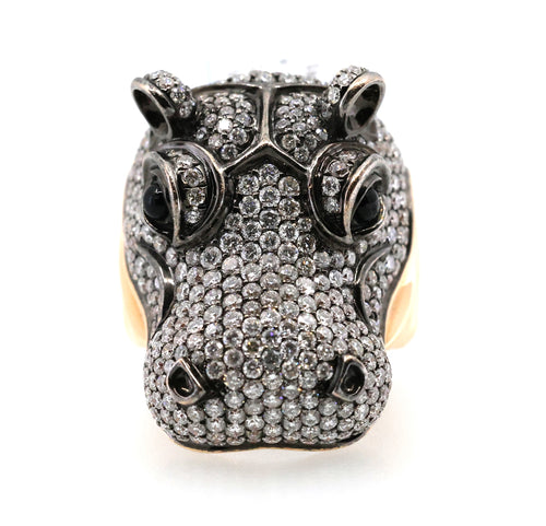 18k Rose Gold 4.56CT Diamond Hippo Ring, 26.3g, Size 7.5, S16888