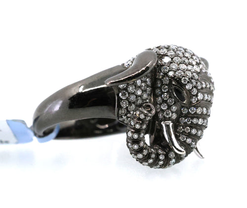 18k White Gold 2.62CT Diamond Elephant Ring, 19.4g, Size 7, S16892